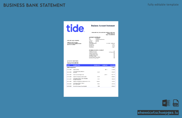 Unternehmenserklärung von Tide im Vereinigten Königreich (Word- und PDF-Beispiel)